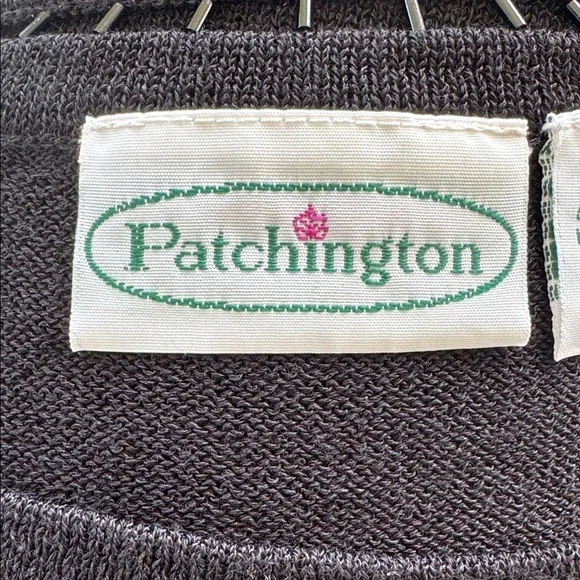 Vintage Patchington black beaded cut out neckline sleeveless knit top size small - Picture 11 of 12